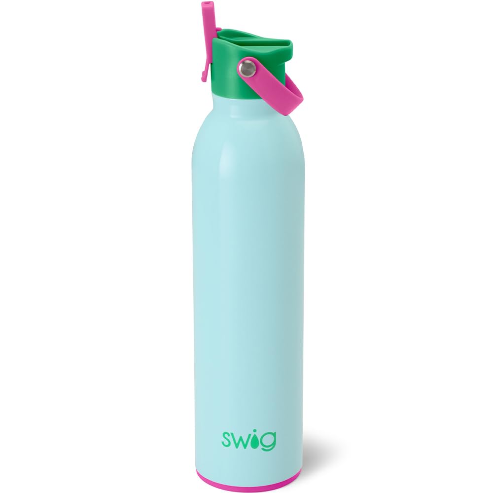 Swig Life 36oz Insulated Water Bottle, Travel Water Bottle with Straw and Lid, Cup Holder Friendly Water Bottles, Stainless Steel (Roller Rink)