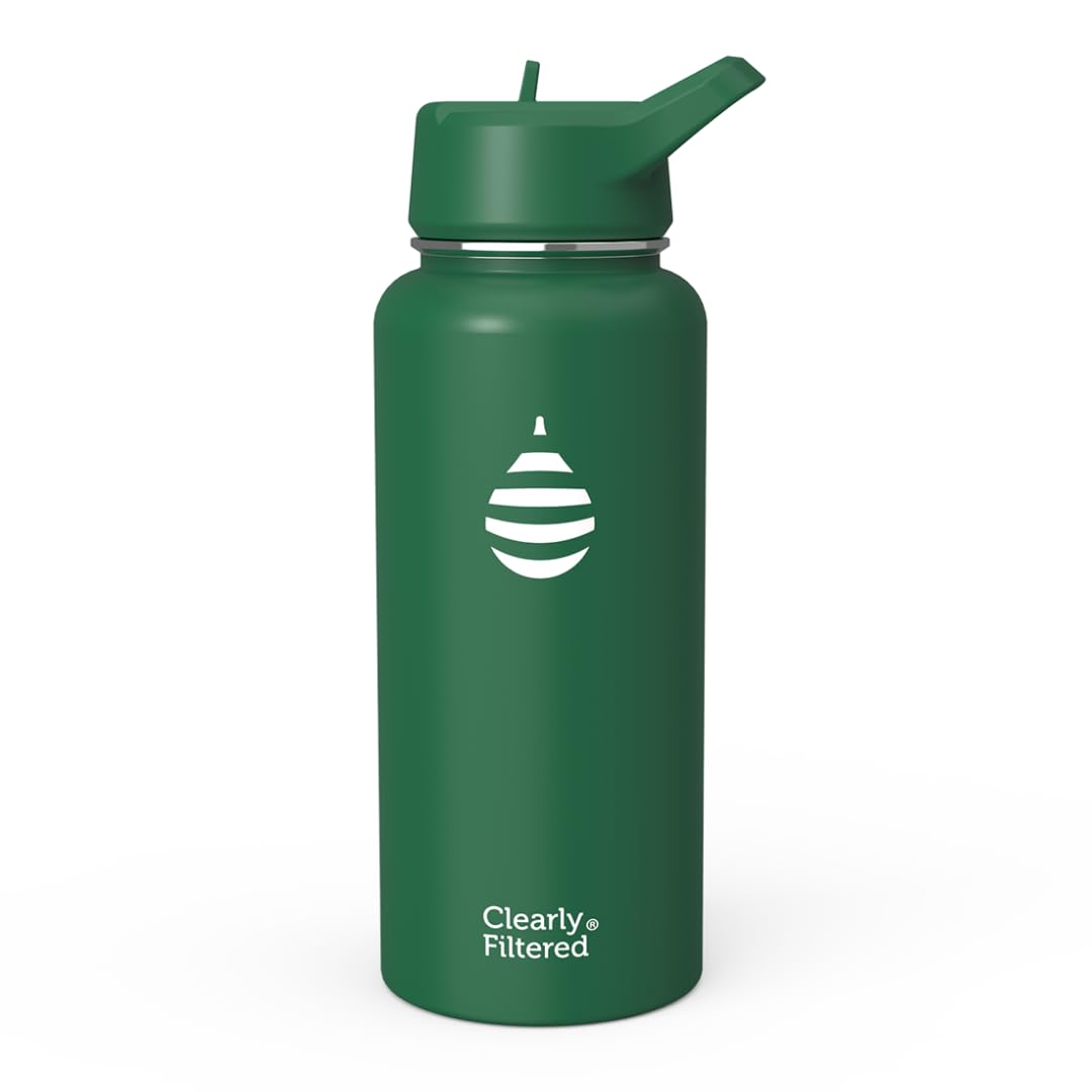 Clearly Filtered Water Bottle | Removes 220+ Contaminants, Double-Wall Insulated Stainless Steel, BPA/BPS Free, Phthalate Free, Filters Flouride Lead Chlorine (32oz, Mint)