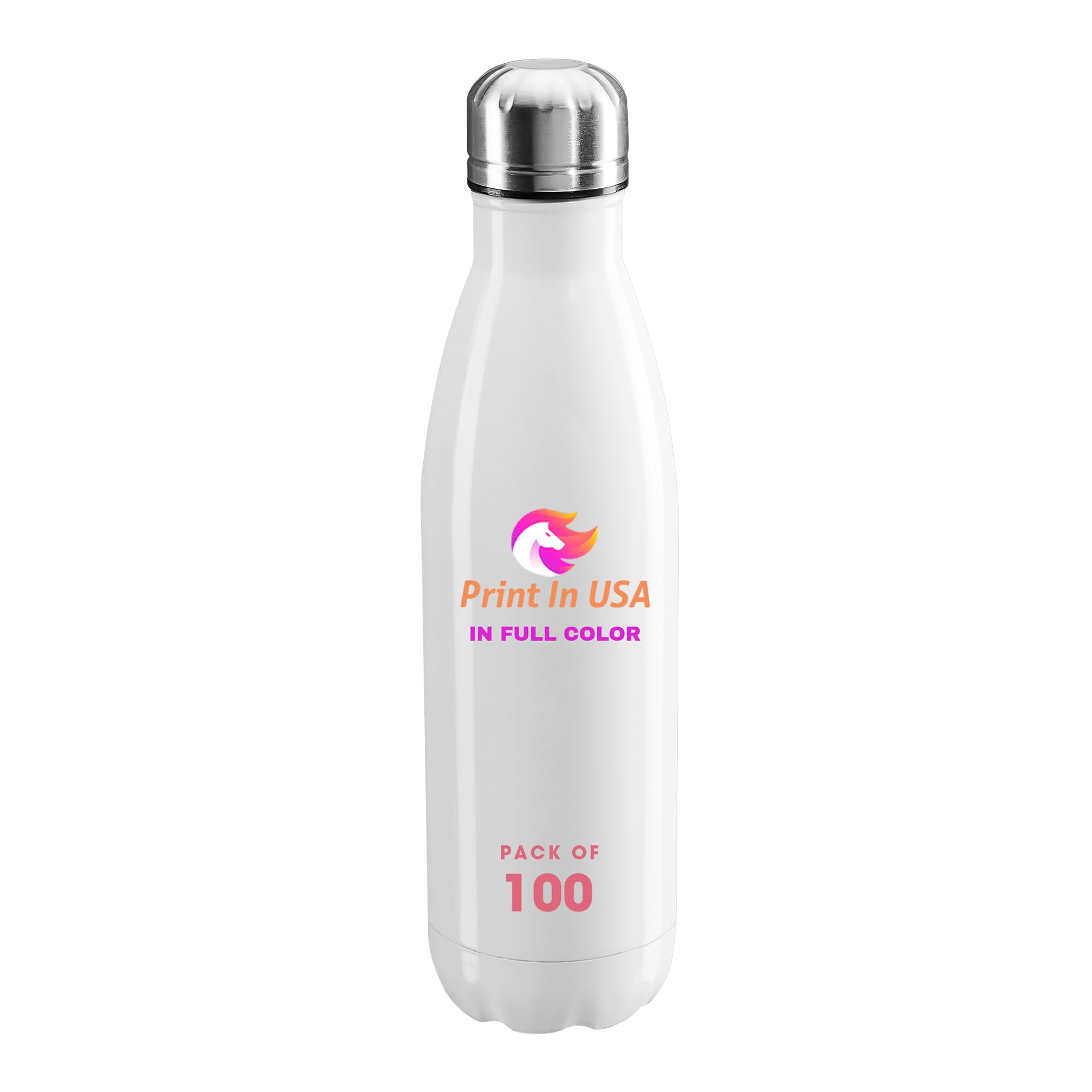 Personalized Custom Print in USA Water Bottles 25Pcs 17oz Stainless Steel Double Wall Insulated Leakproof Cups for Sports Outdoors With Colorful Text Logo