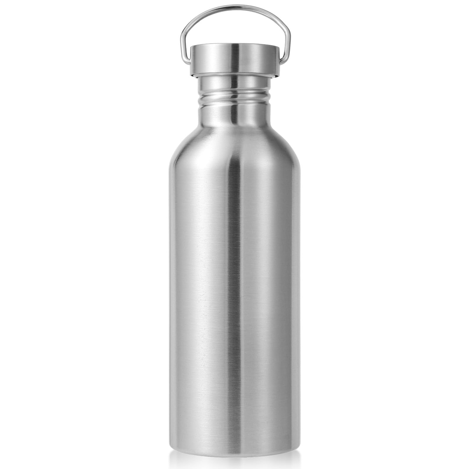 Volhoply 12oz Uninsulated Single Walled Water Bottle, Stainless Steel Reusable Water Bottles with Handle, BPA Free & Plastic Free 18/8 304 Metal Water Bottles for Camping, Hikers, Cyclists