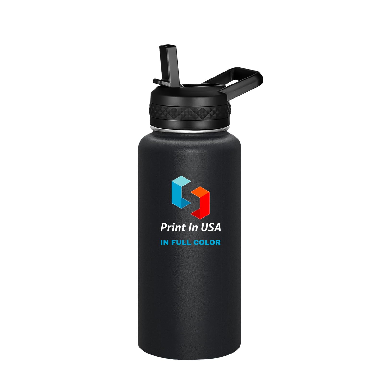 Personalized Custom Print in USA Water Bottle 10Pcs 32oz Stainless Steel Double Wall Coffee Cup with Lid & Straw Insulated Tumbler with Colorful Text Logo Photo