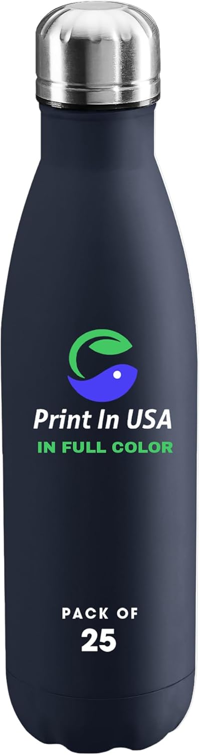 Personalized Custom Print in USA Water Bottles 25Pcs 17oz Stainless Steel Double Wall Insulated Leakproof Cups for Sports Outdoors With Colorful Text Logo