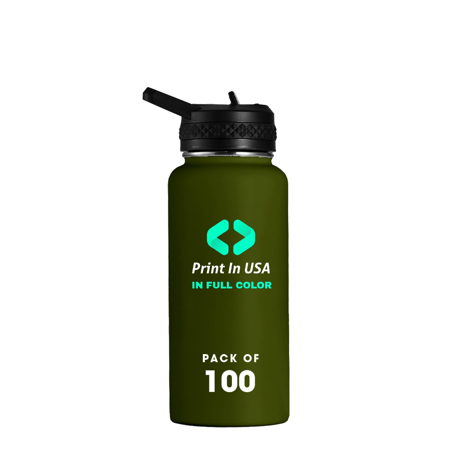 Personalized Custom Print in USA Water Bottle 10Pcs 32oz Stainless Steel Double Wall Coffee Cup with Lid & Straw Insulated Tumbler with Colorful Text Logo Photo