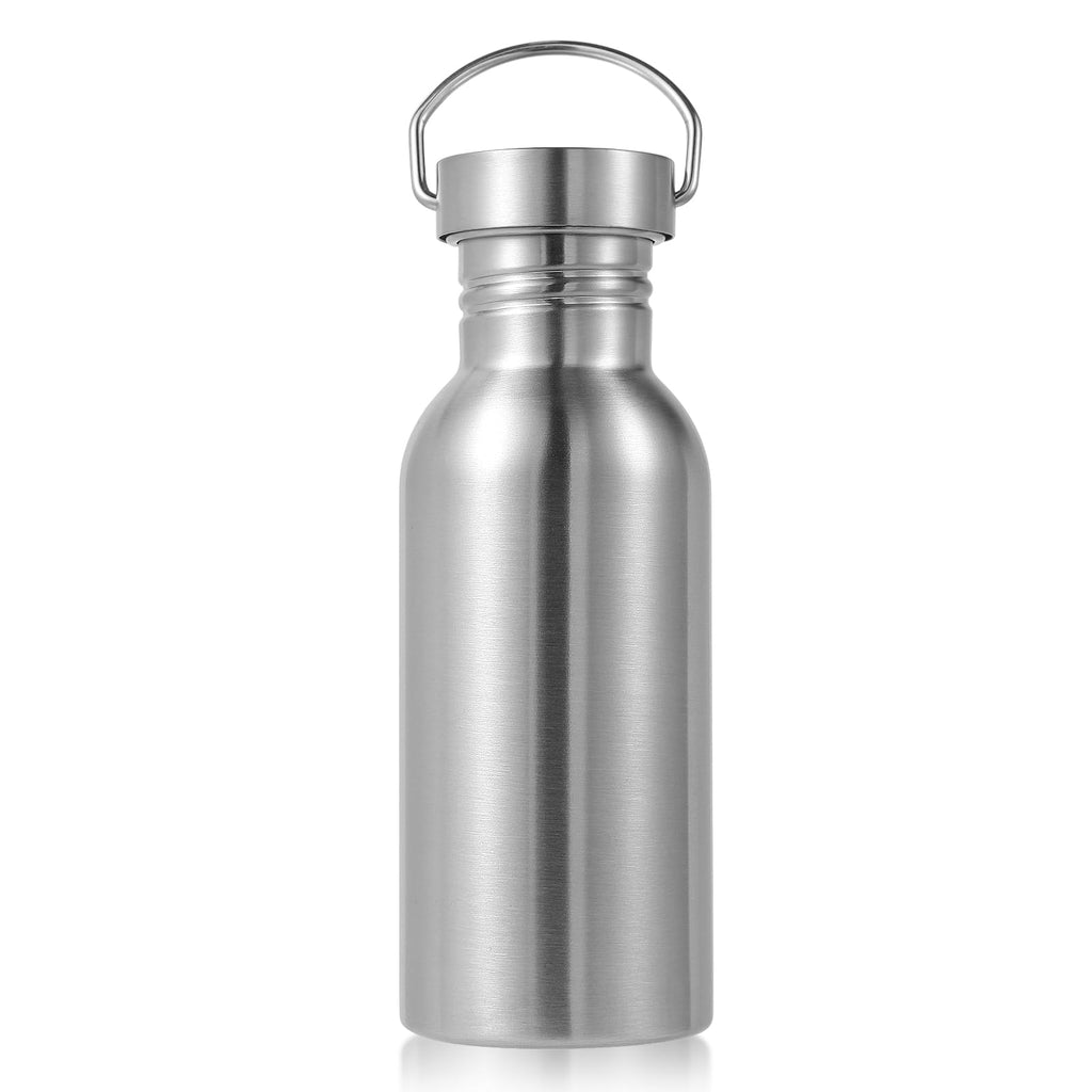 Volhoply 12oz Uninsulated Single Walled Water Bottle, Stainless Steel Reusable Water Bottles with Handle, BPA Free & Plastic Free 18/8 304 Metal Water Bottles for Camping, Hikers, Cyclists