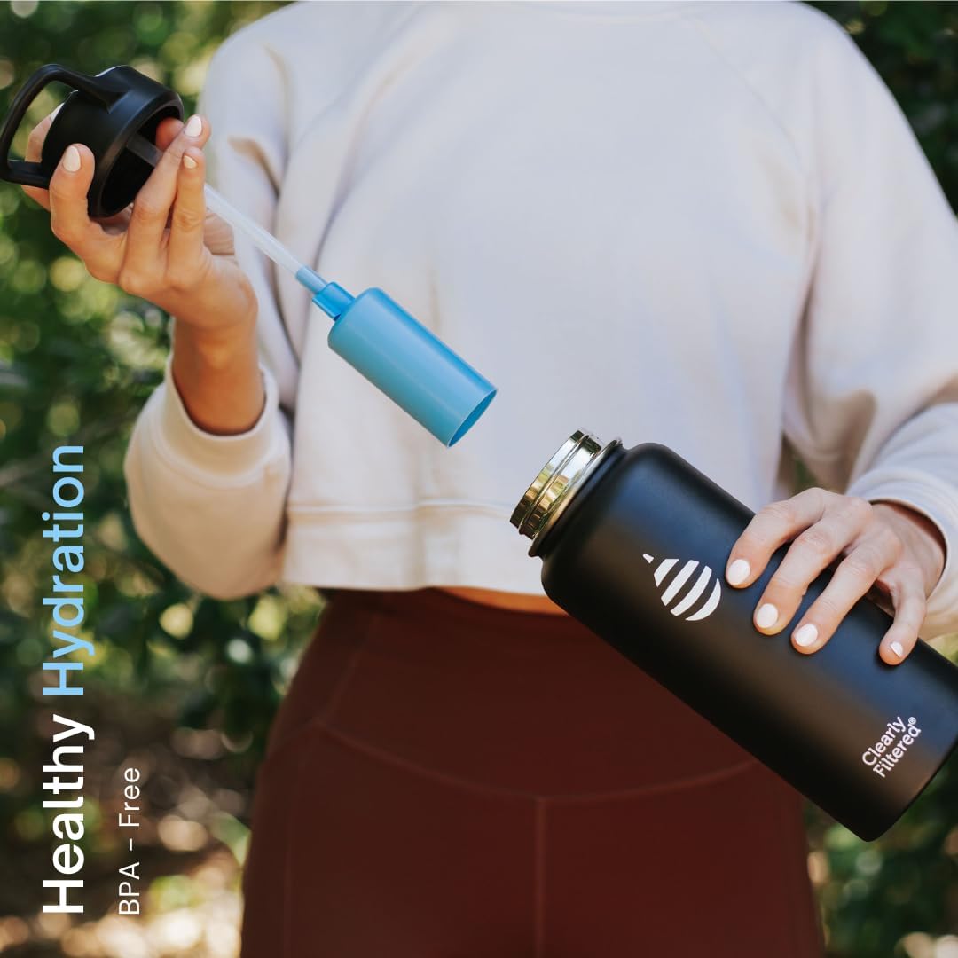 Clearly Filtered Water Bottle | Removes 220+ Contaminants, Double-Wall Insulated Stainless Steel, BPA/BPS Free, Phthalate Free, Filters Flouride Lead Chlorine (32oz, Mint)
