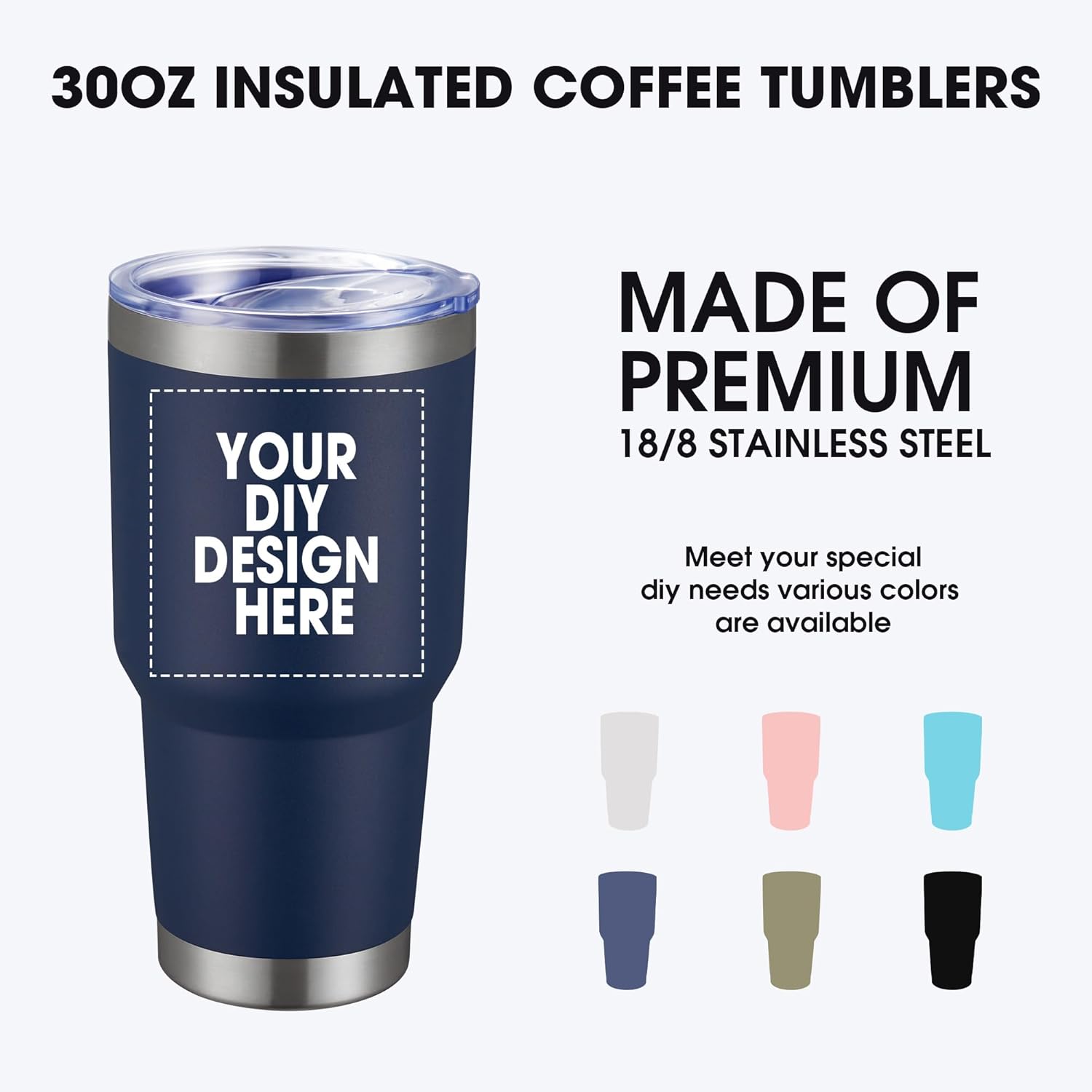Personalized Custom Tumbler Print in USA 24 Pcs 30oz Stainless Steel Coffee Cup with Lid & Straw Double Wall Insulated Tumbler with Colorful Text Logo Photo