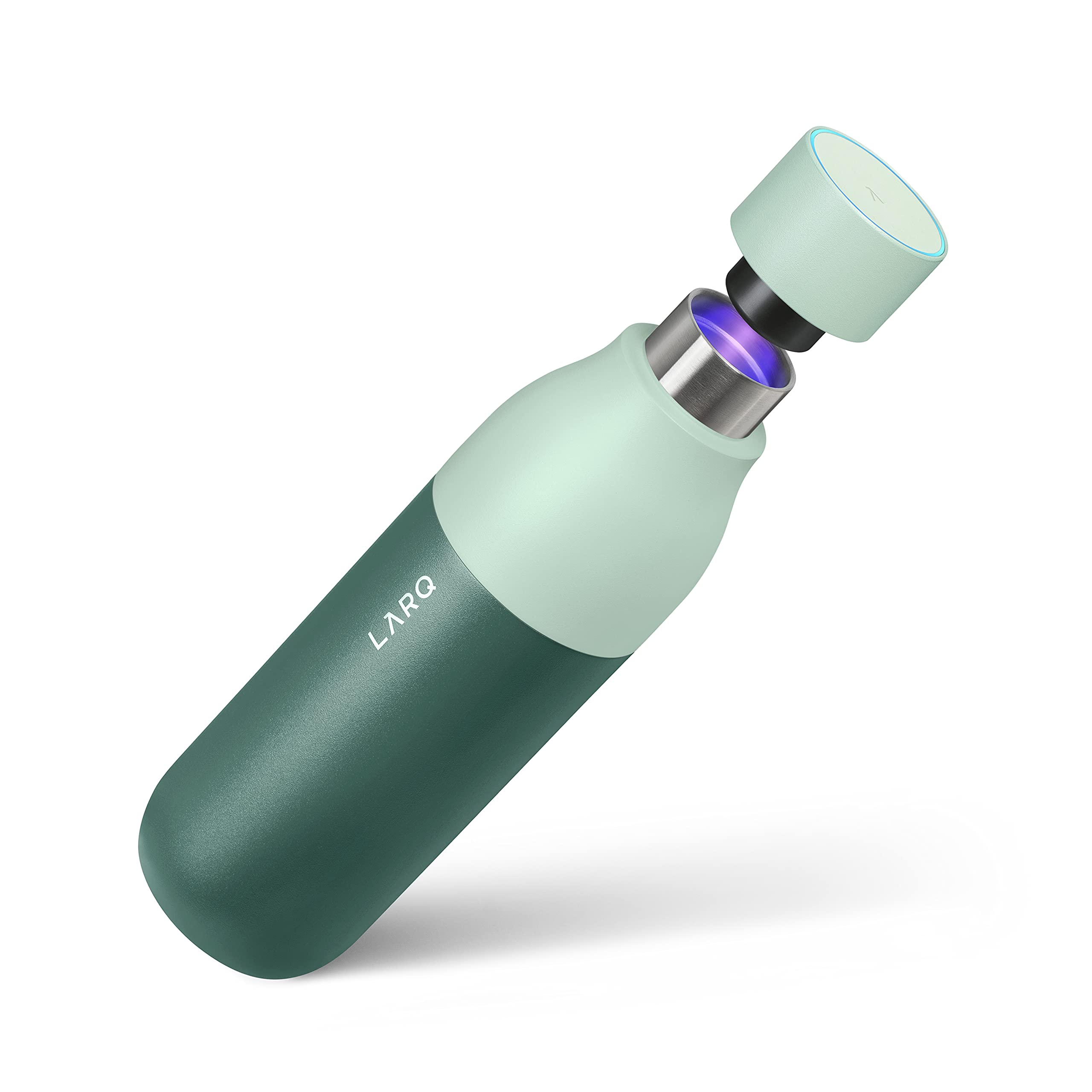 LARQ Bottle PureVis 17 oz - Self-Cleaning and Insulated Stainless Steel Water Bottle with UV Water Purifier and Award-winning Design | Reusable & Travel Friendly, Monaco Blue