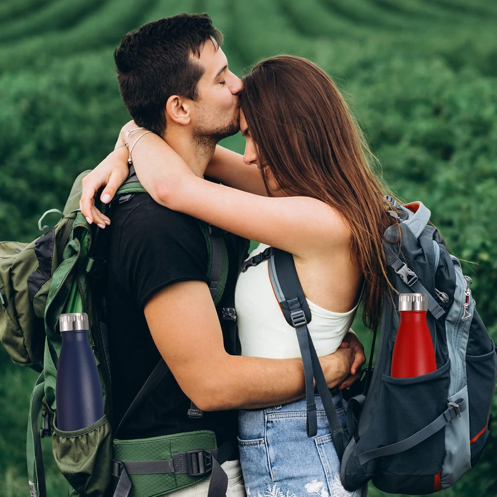 VEGOND 17oz Stainless Steel Water Bottles, Reusable Metal Sports Water Bottle Keeps Drink Hot and Cold, BPA Free Double Wall Vacuum Cola Shape Insulated Water Bottle for Camping Gym, 1 Pack