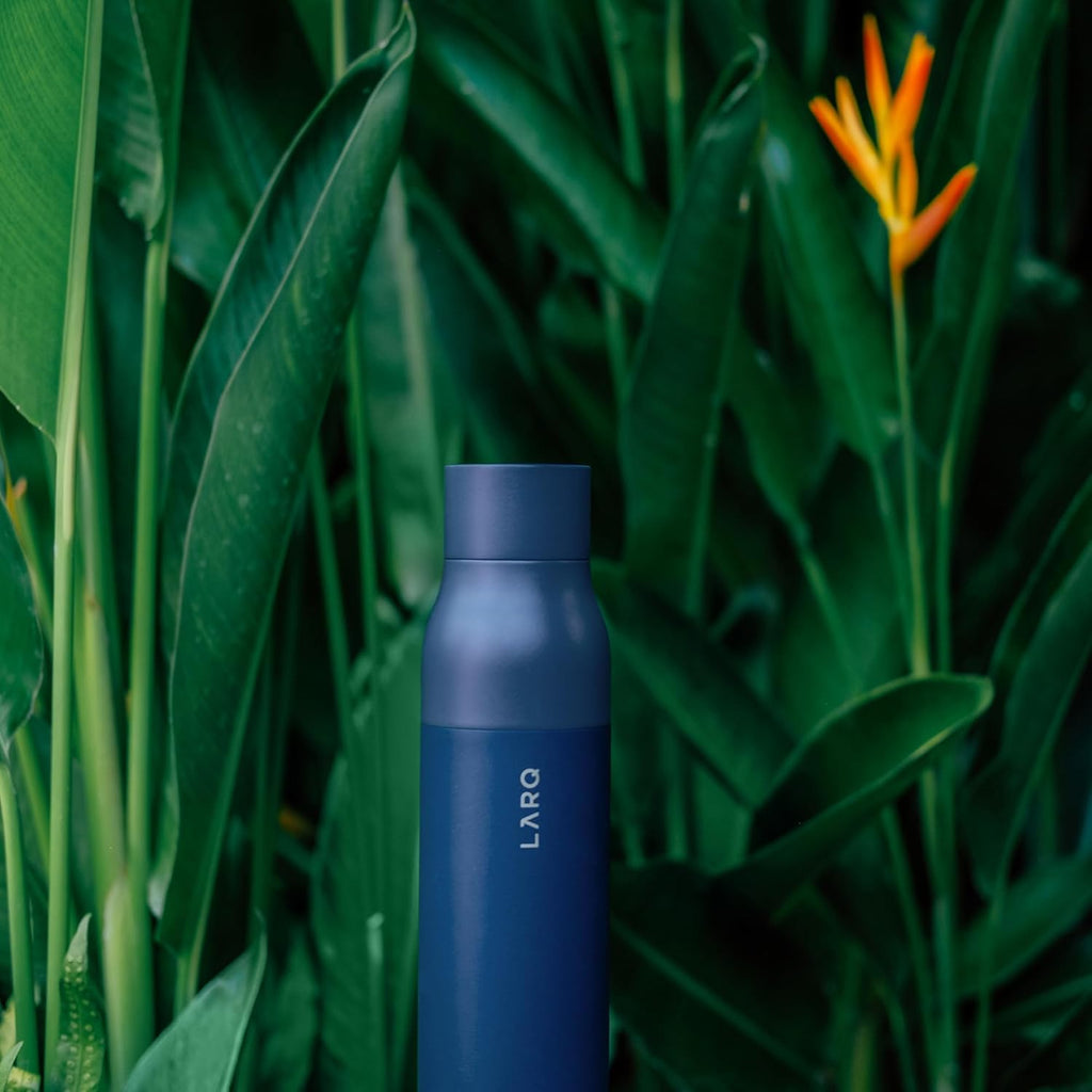 LARQ Bottle PureVis 17 oz - Self-Cleaning and Insulated Stainless Steel Water Bottle with UV Water Purifier and Award-winning Design | Reusable & Travel Friendly, Monaco Blue