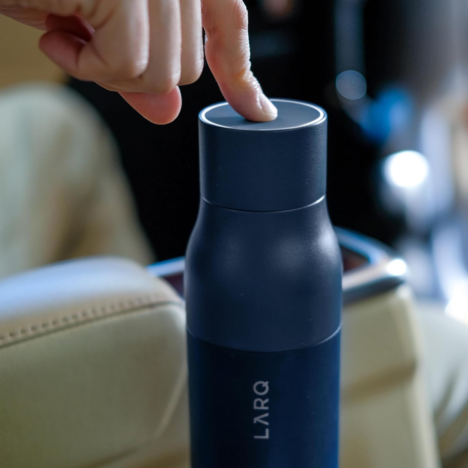 LARQ Bottle PureVis 17 oz - Self-Cleaning and Insulated Stainless Steel Water Bottle with UV Water Purifier and Award-winning Design | Reusable & Travel Friendly, Monaco Blue