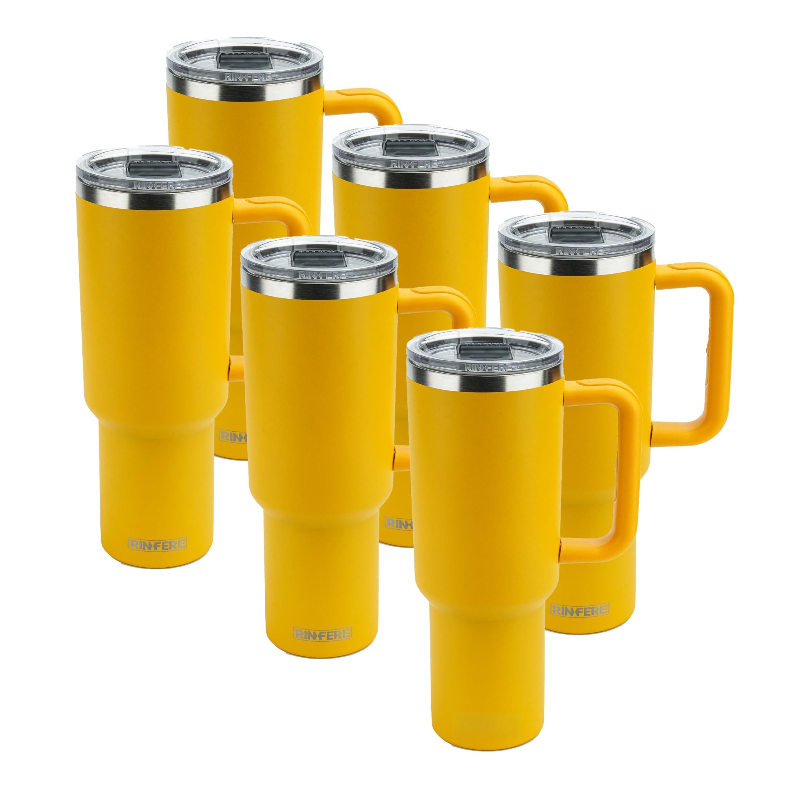 40 Oz Tumbler with Handle, Straw and Slide Lid - 100% Leak Proof, Cup Holder Compatible for Travel - Insulated Stainless Steel Cup (Sand, 4 Pack)