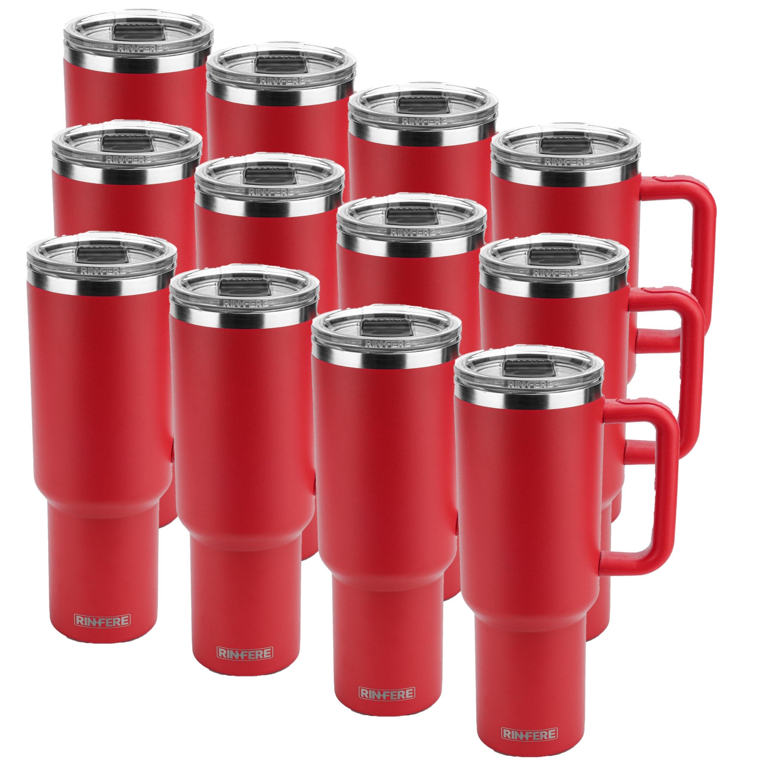 40 Oz Tumbler with Handle, Straw and Slide Lid - 100% Leak Proof, Cup Holder Compatible for Travel - Insulated Stainless Steel Cup (Sand, 4 Pack)