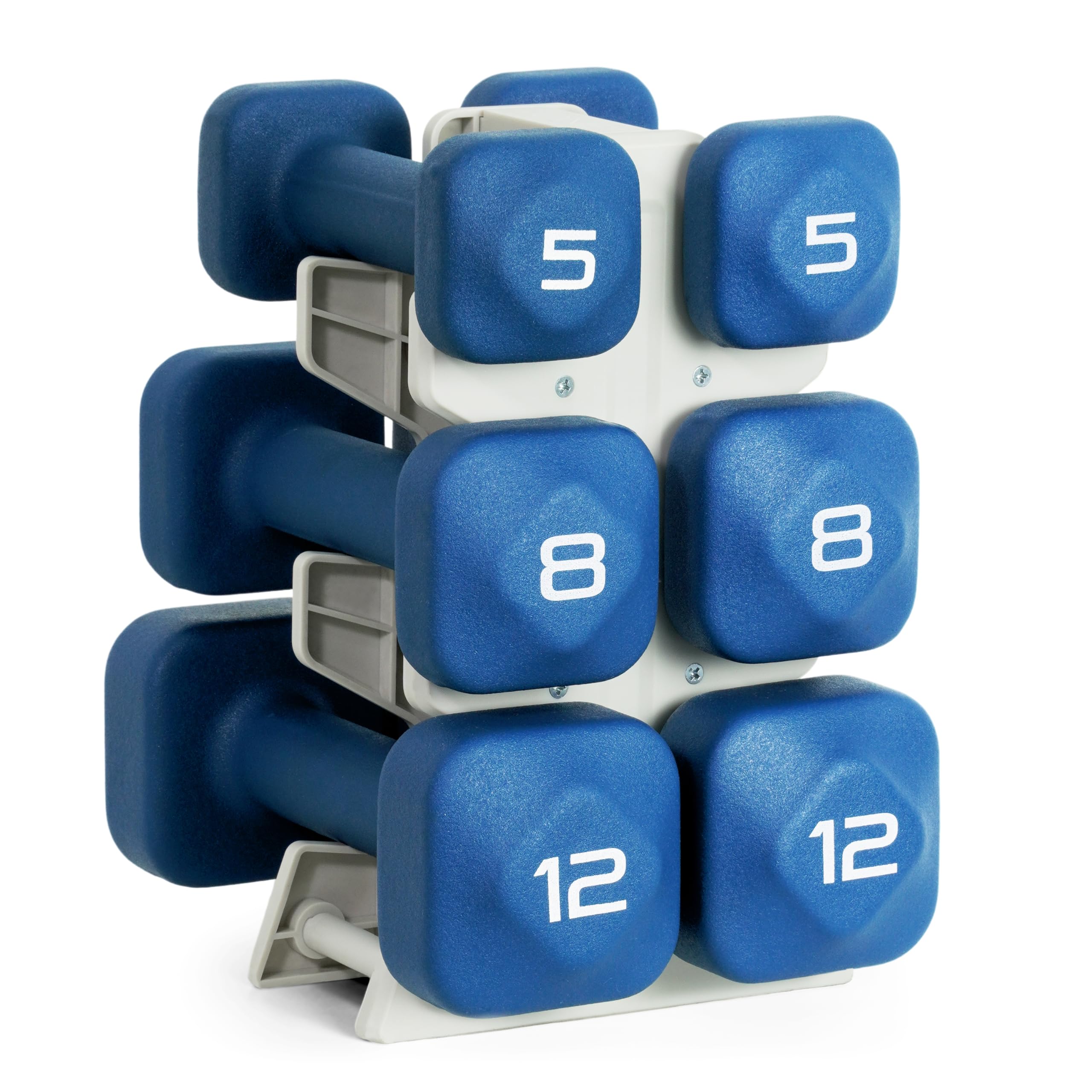 Tone Fitness Neoprene Dumbbell Set with Storage Rack – Non-Slip, Anti-Roll Hand Weights for Home Gym Workouts | 20 lb, 32 lb, 50 lb, 60 lb & 100 lb Options